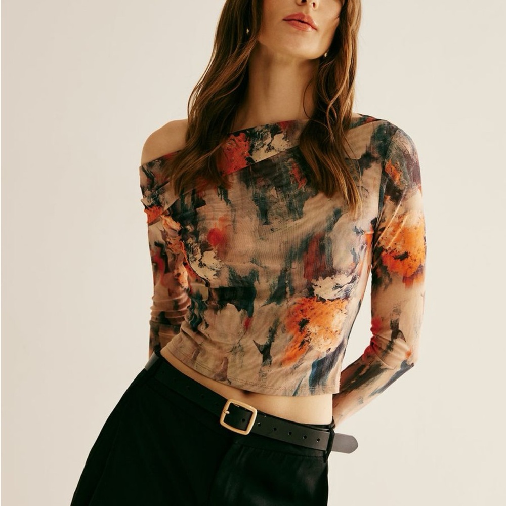 Abstract Floral Long Sleeve Top